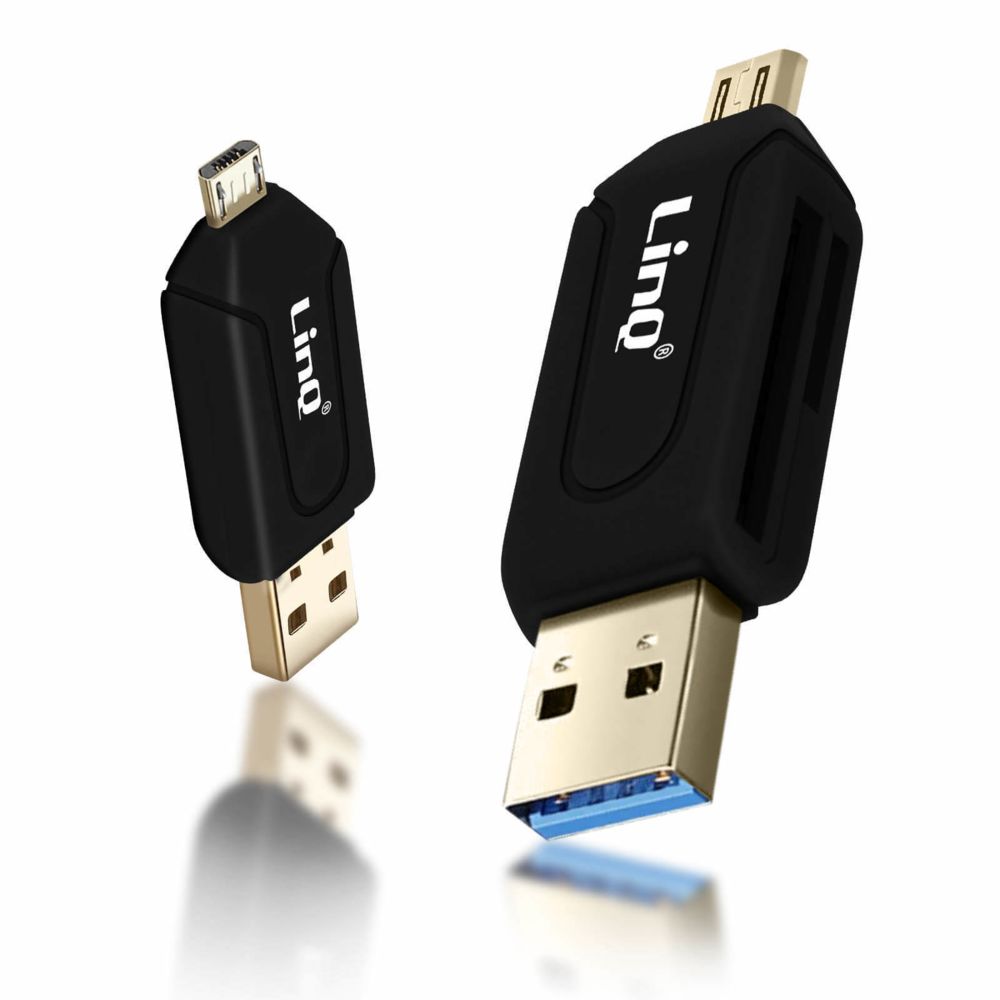 Linq - Lecteur de carte Mémoire Micro SD / SD Connecteur Micro-USB et USB LinQ noir - Clés USB