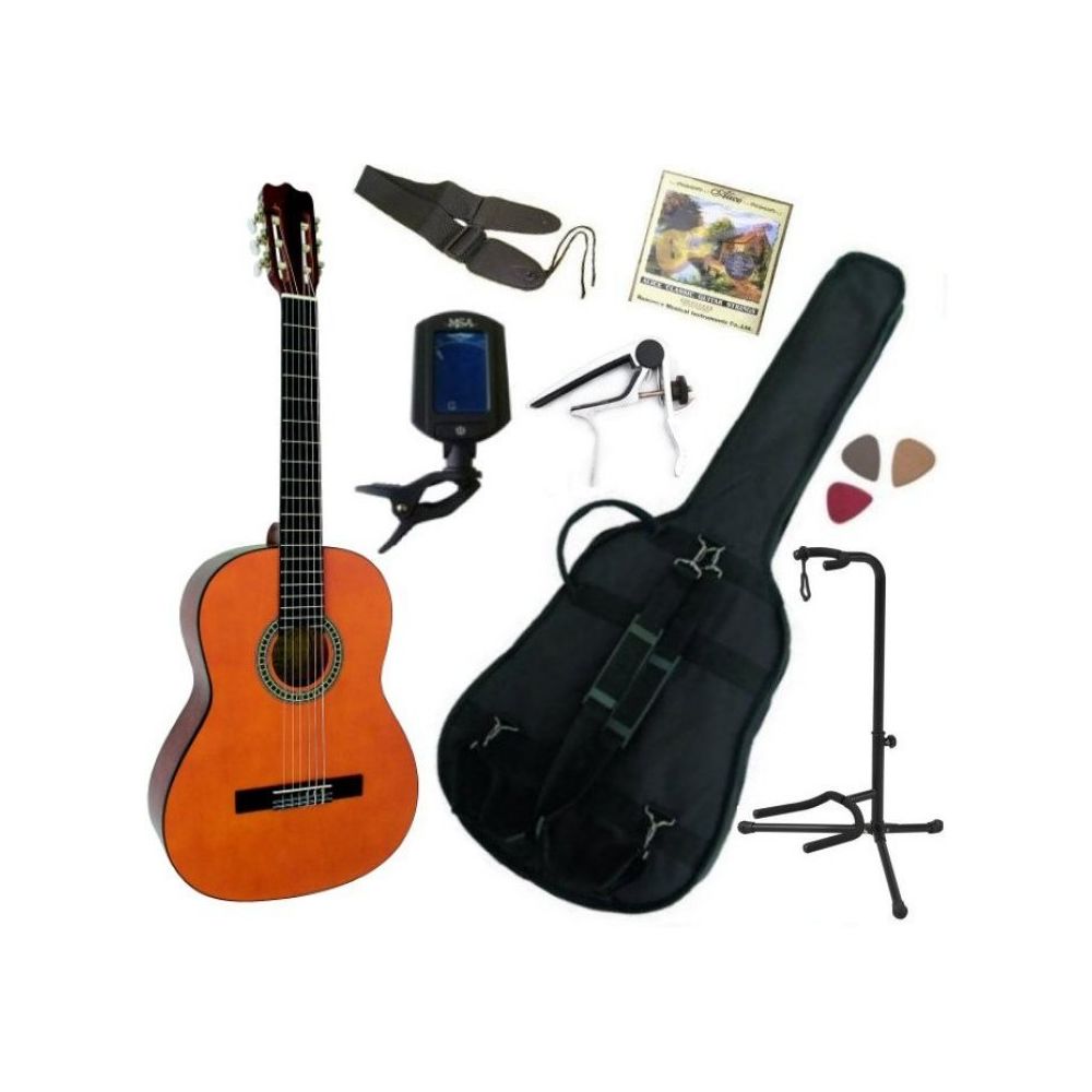Msa - Pack Guitare Classique 4/4 (Adulte) Avec 7 Accessoires (nature) - Guitares classiques