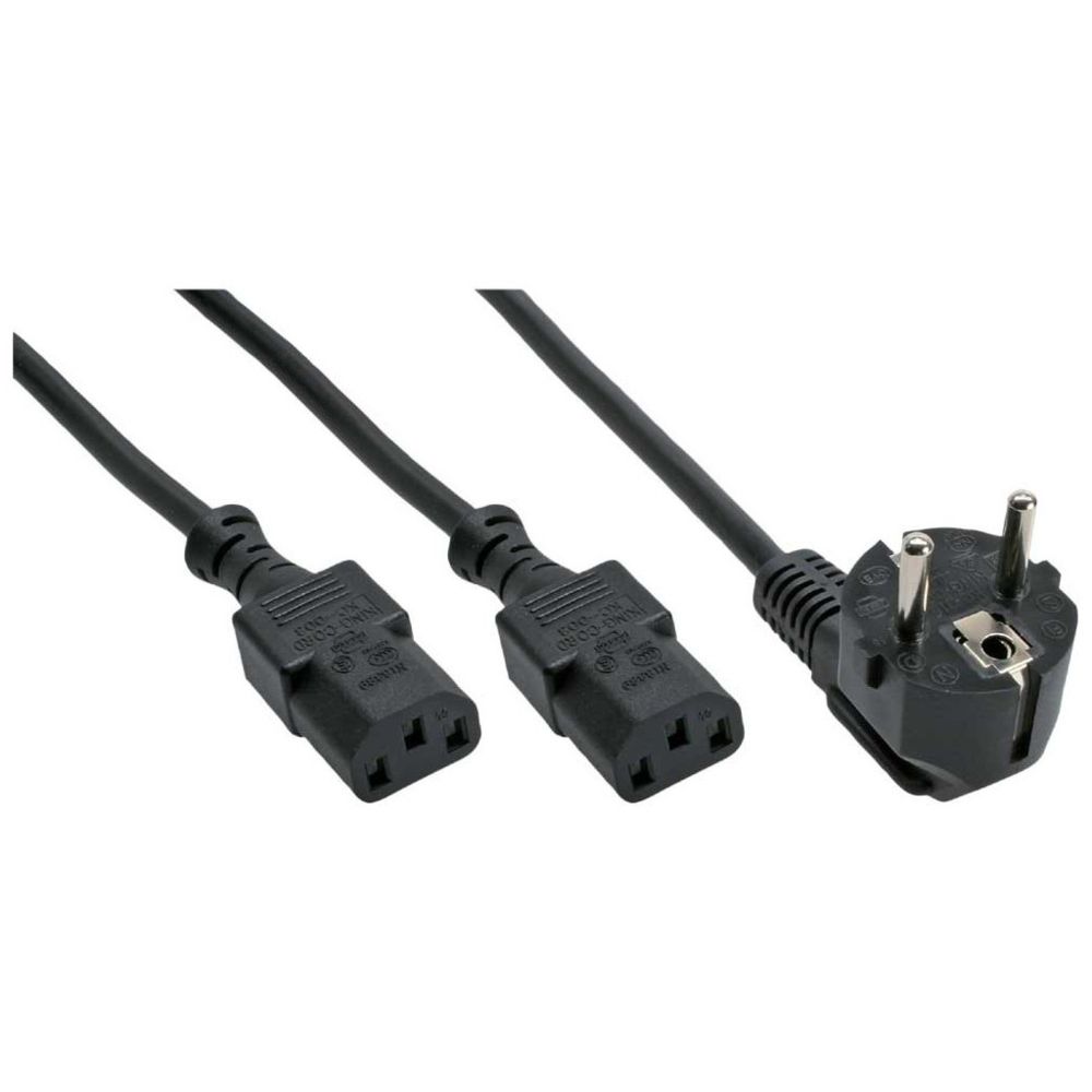 Inline - Câble d'alimentation en Y InLine®, allemand, type F noir 5m - Câble antenne