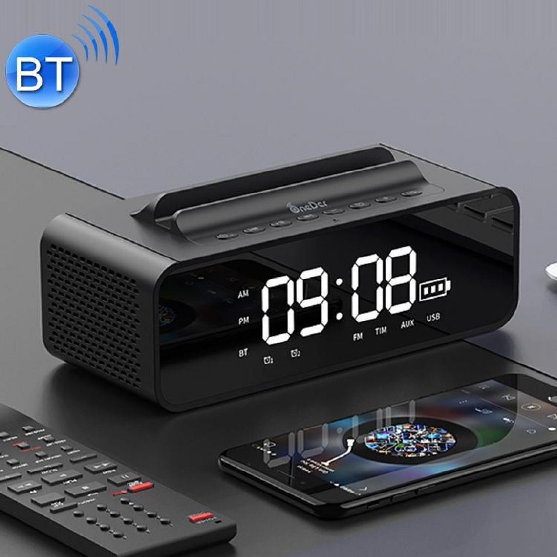 Wewoo - Enceinte Bluetooth Haut-parleur sans fil Oneder V06 Smart Sound Boxréveil à écran LEDprise en charge mains libres et carte FM et TF et lecteur AUX et USB Noir - Enceintes Hifi