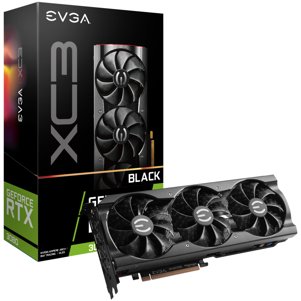 Evga - GeForce RTX 3080 XC3 BLACK GAMING - Triple Fan - 10Go - Carte Graphique NVIDIA