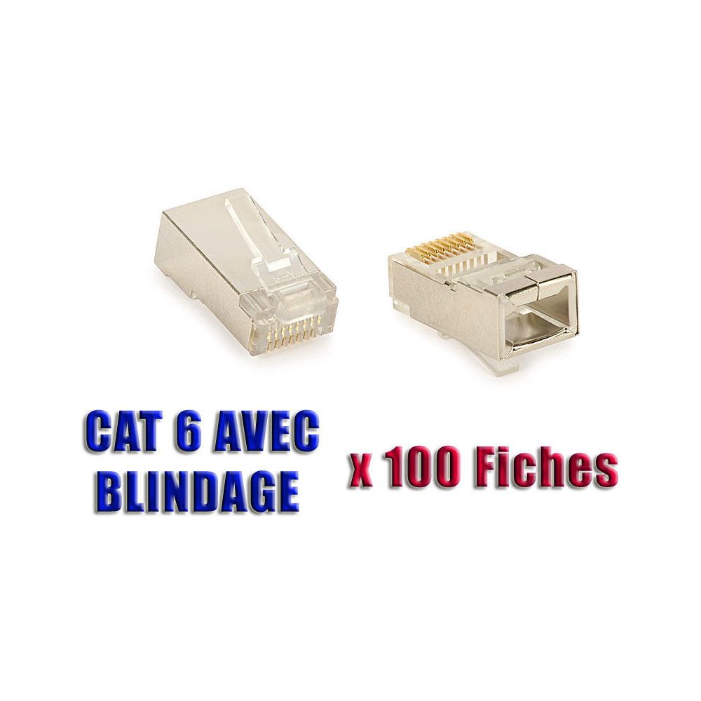 Kalea-Informatique - Boite de 100 fiches RJ45 à sertir - BLINDEES - SHIELDED - CAT5 CAT6 - Switch