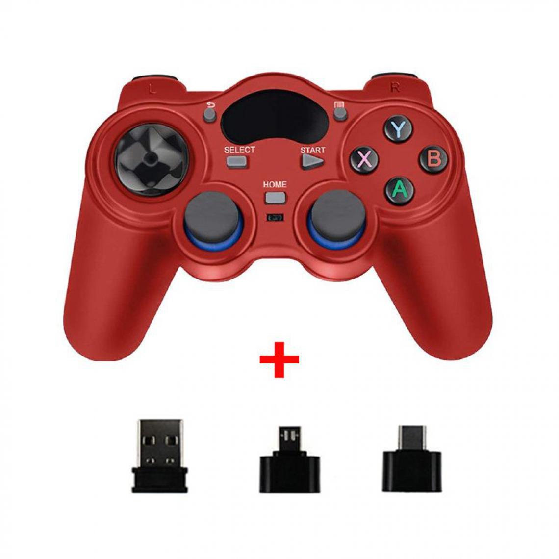 Generic - Manette de jeu sans Fil Tectinter , 2,4 GHz avec Convertisseur OTG, pour PS3, Smartphone, Tablette, TV Box et Pc 10.3 * 16 cm - Rouge  - Joystick