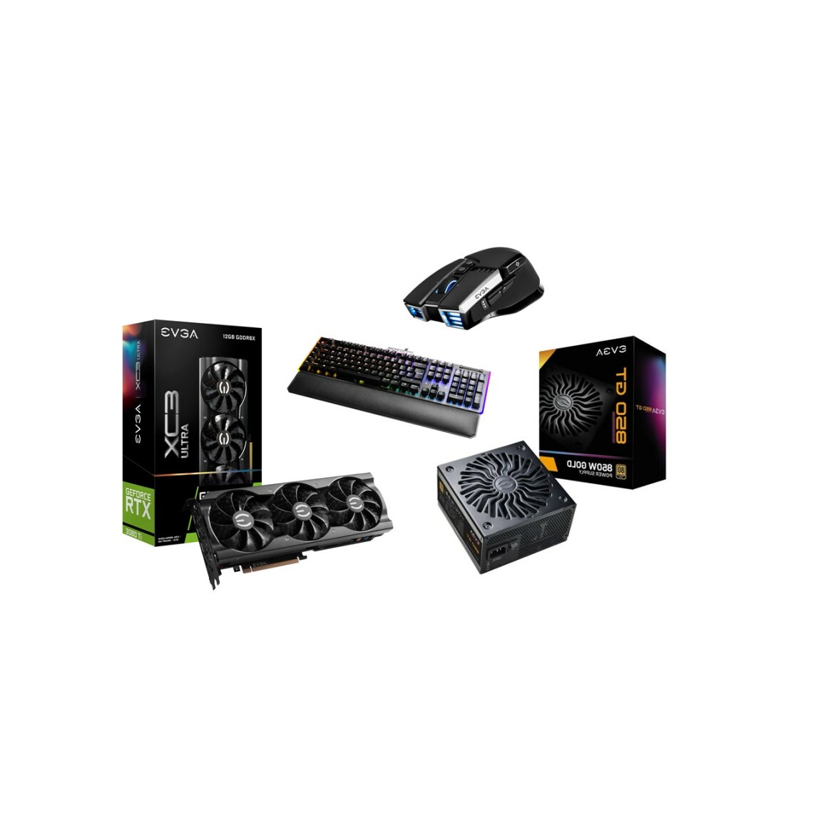 Evga - GeForce RTX 3080 - Ti XC3 ULTRA Gaming - 12 Go ARGB LED + Alimentation EVGA 850 GT Supernova - 850W - Gold + X17 - Noir + Z20 - Optique - Carte Graphique NVIDIA