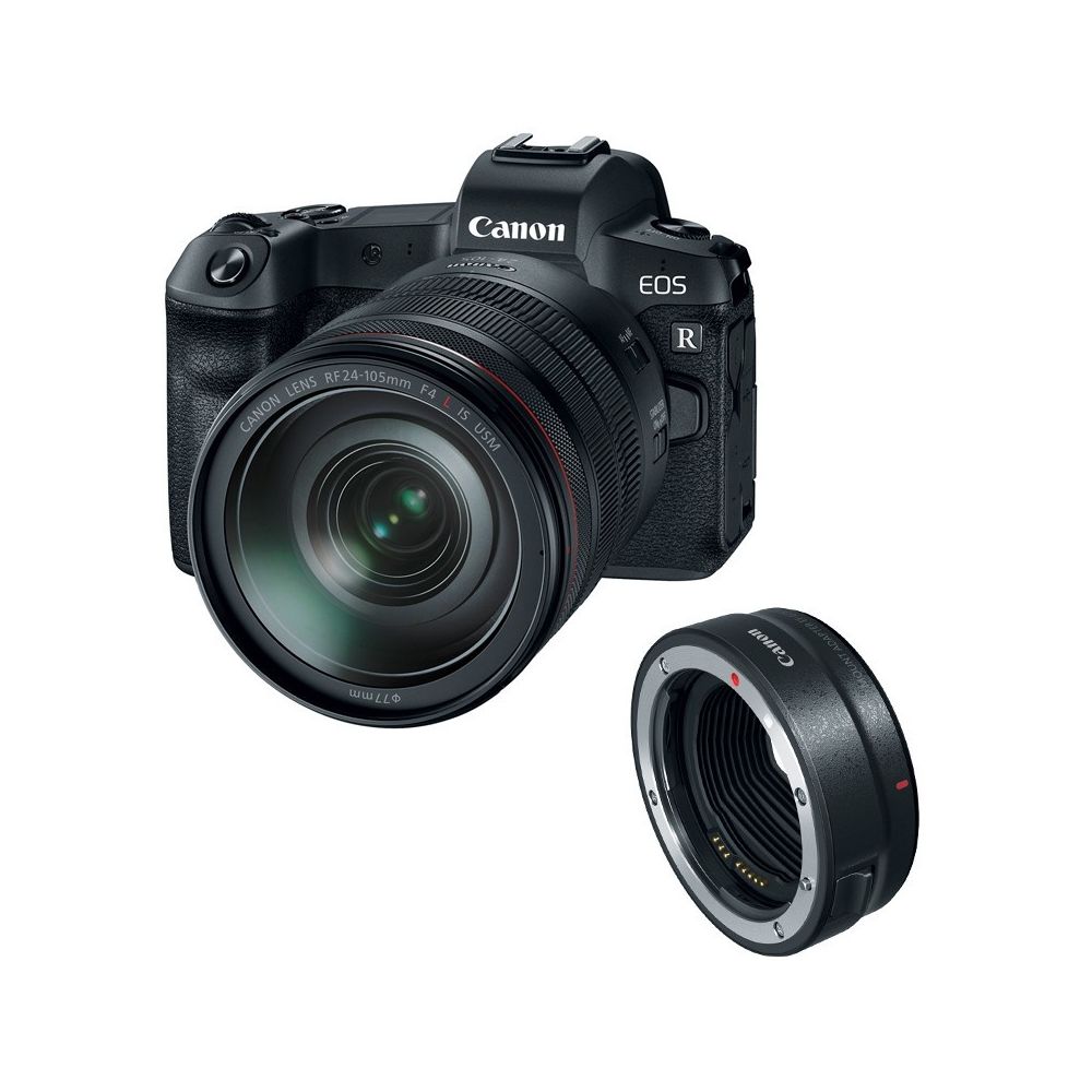 Canon - PACK CANON EOS R + RF 24-105mm f/4L IS USM + bague EF-EOS R - Appareil Hybride