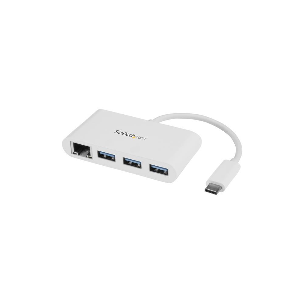Startech - Hub USB 3.0 à 3 ports avec Gigabit Ethernet - USB-C vers 3x USB-A - Blanc - Hub