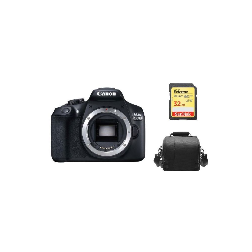 Canon - CANON EOS 1300D Body + 32GB SD card + camera Bag - Reflex Grand Public