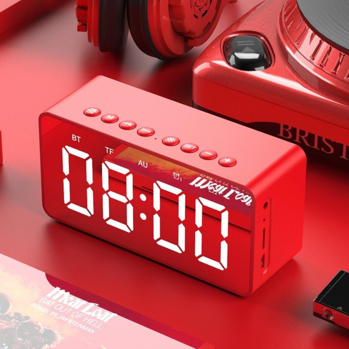 Wewoo - Enceinte Bluetooth Haut-parleur AEC BT506 avec miroiraffichage de l'horloge LEDréveil doubleSnoozeappel mains libres HDchaîne stéréo haute fidélité rouge - Enceintes Hifi