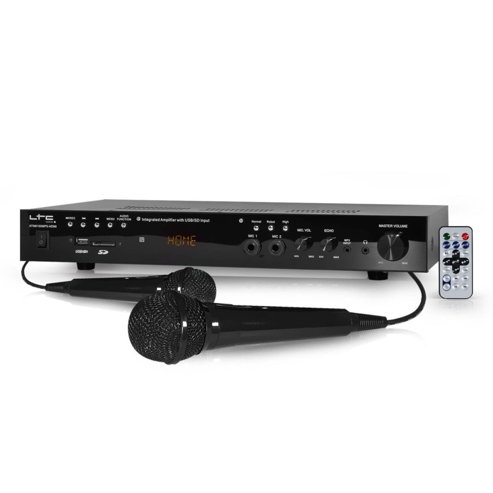 Ltc Audio - Amplificateur HiFi Stéréo MP5 2x50W avec vidéo MP5 HDMI/USB/SD/FM/BLUETOOTH + 2 Mic - Ampli