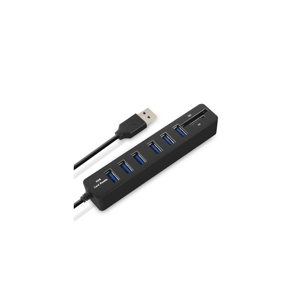 Wewoo - HUB Répartiteur USB haute vitesse 6 ports avec concentrateur multi USB 2.0 lecteur de carte SD TF noir - Hub