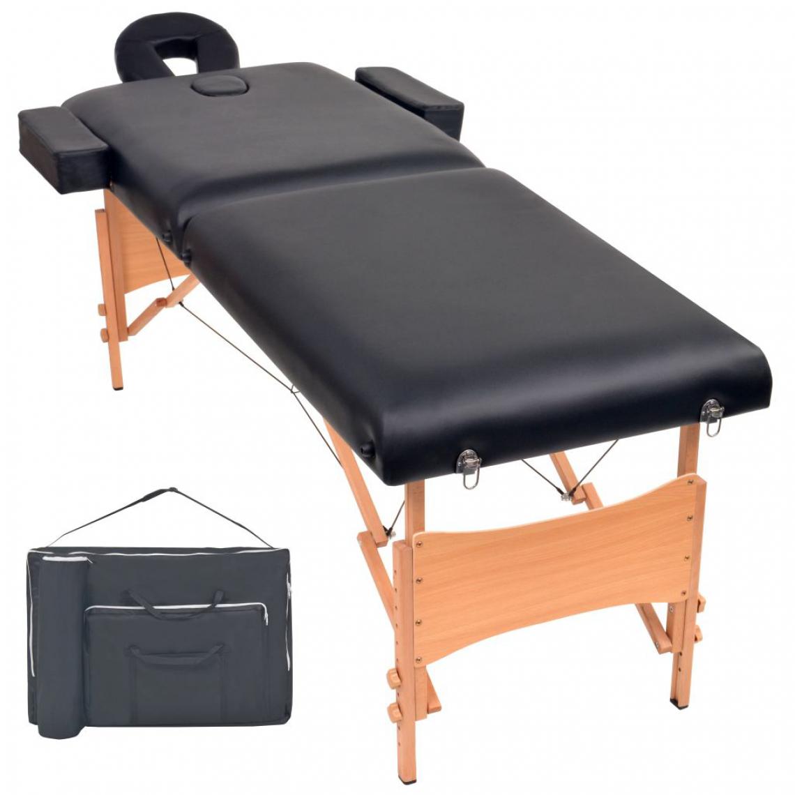 Vidaxl - vidaXL Table de massage pliable à 2 zones 10 cm d'épaisseur Noir - Appareil de massage électrique