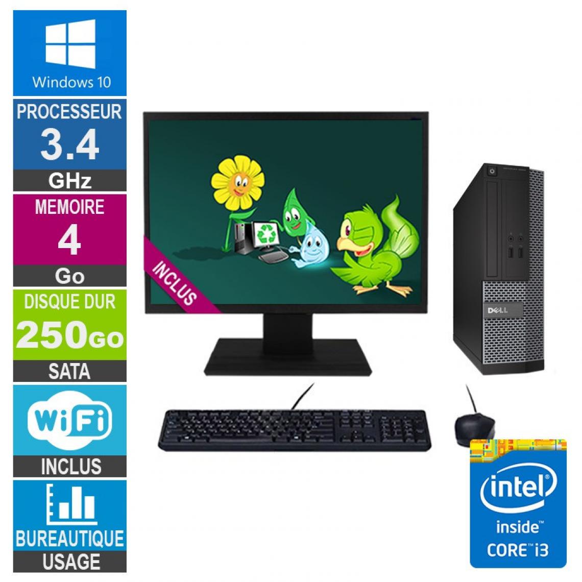 Dell - PC Dell Optiplex 3020 SFF i3-4130 3.40GHz 4Go/250Go Wifi W10 + Ecran 22 - PC Fixe