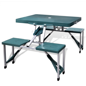 Vidaxl - vidaXL Table de pique-nique verte pliante à 4 sièges légère en aluminium - Ensembles tables et chaises