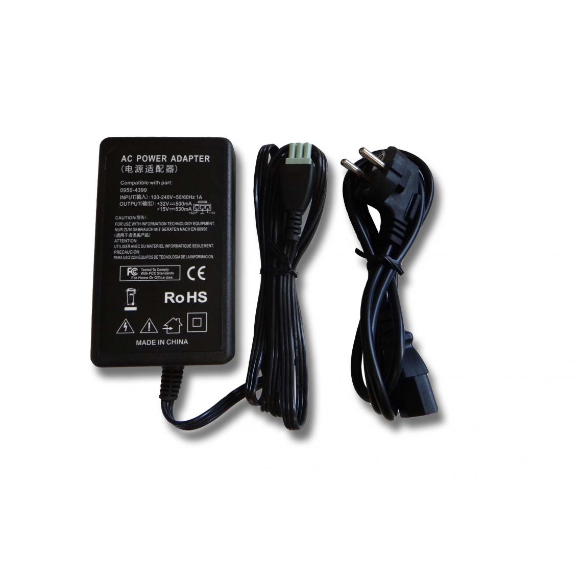 Vhbw - vhbw Imprimante Adaptateur bloc d'alimentation Câble d'alimentation Chargeur compatible avec HP Deskjet 3745, 3840, 3845 imprimante - 0.53 / 0.5A - Accessoires alimentation