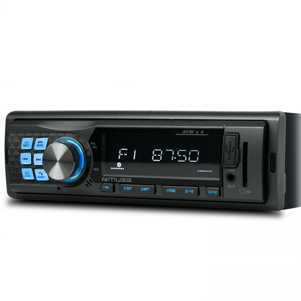 Muse - Autoradio Muse M-195 BT 160 Watts - FM stéréo - Port USB - Micro SD / Prise auxiliaire / Bluetooth 4 x 40 watts - Radio