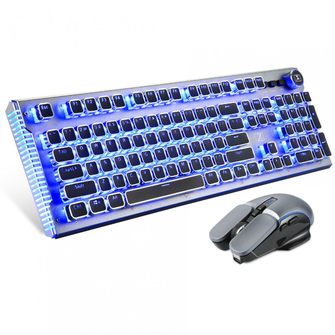 Universal - Jeu de claviers et de souris sans fil à axe bleu RGB - Souris