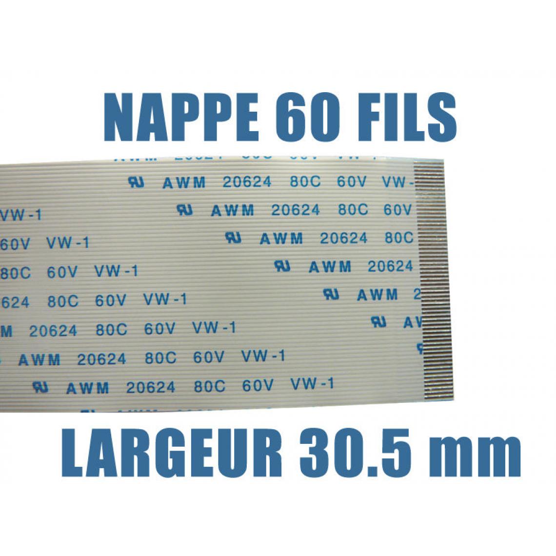 Kalea-Informatique - Nappe Ruban ZIF FPC - 60 PINS - PAS 0.5MM - LONGUEUR 150mm Connecteurs sur la même face de la Nappe. - Accessoires SSD
