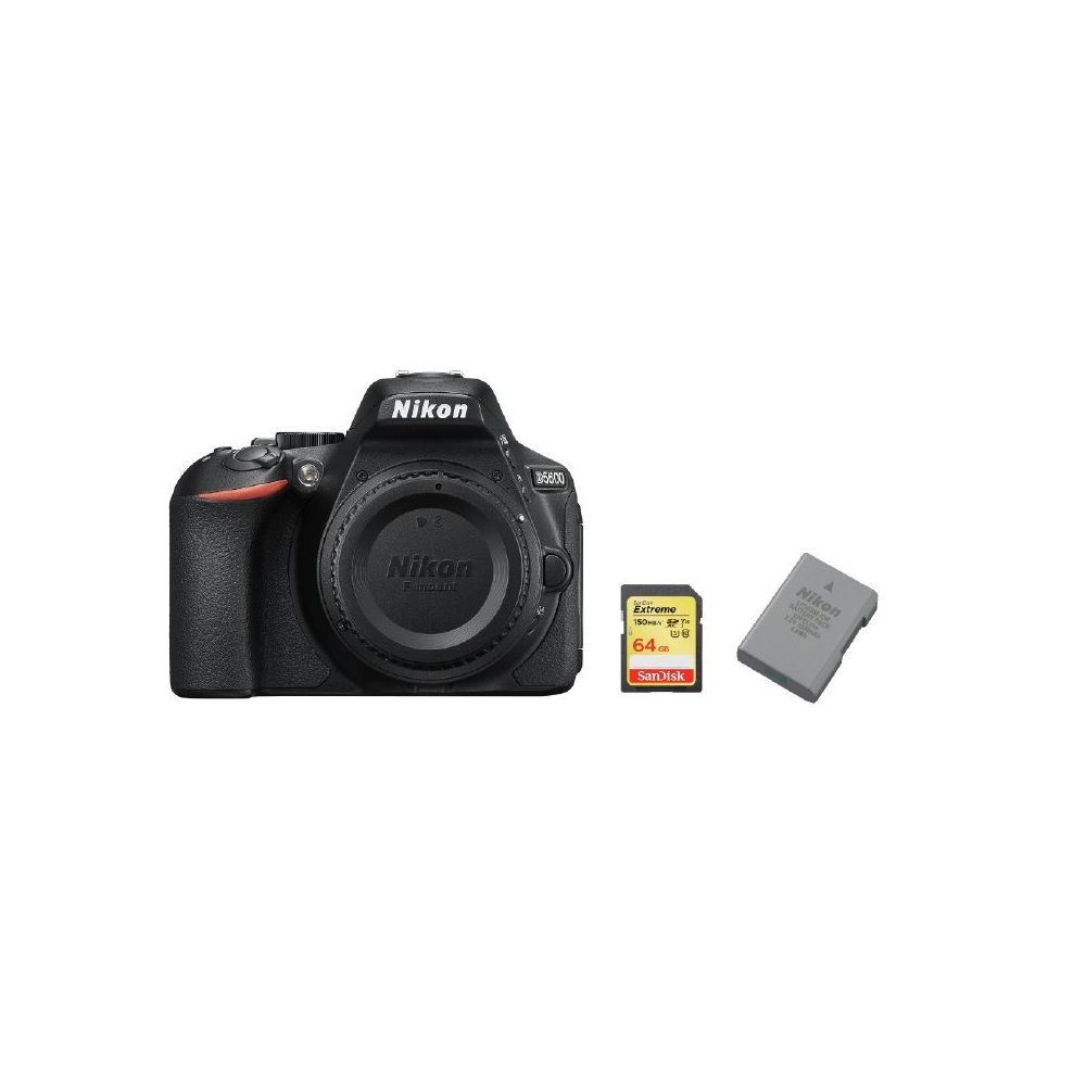 Nikon - NIKON D5600 Body + 64GB SD card + NIKON EN-EL14A Battery - Reflex Grand Public