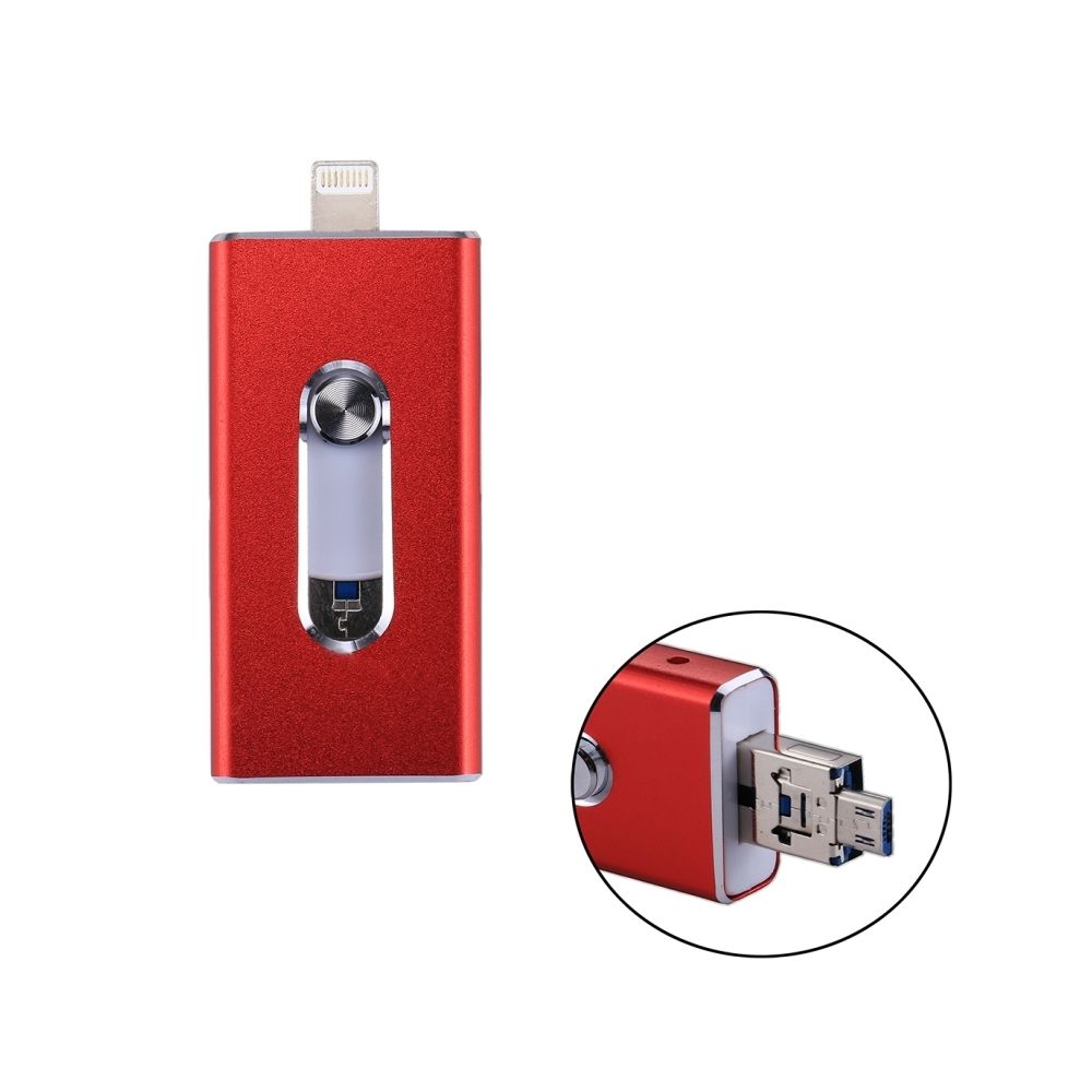 Wewoo - Clé USB rouge pour iPhone et iPad & iPod la plupart des smartphones Android PC 3 en 1 USB 2.0 Lightning 8 broches Micro USB 64 Go Flash Drive, - Clavier