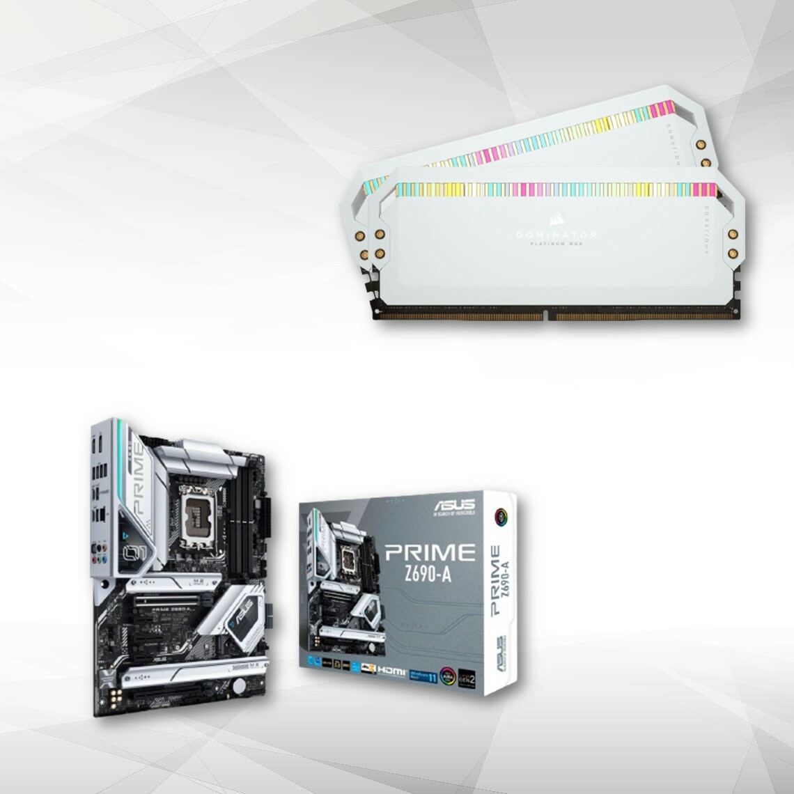 Corsair - Kit de mémoire DOMINATOR PLATINUM RGB 32 GO (2 x 16 GO) DDR5 DRAM 5 600 MHz C36 – Blanc + PRIME Z690-A - RAM PC Fixe