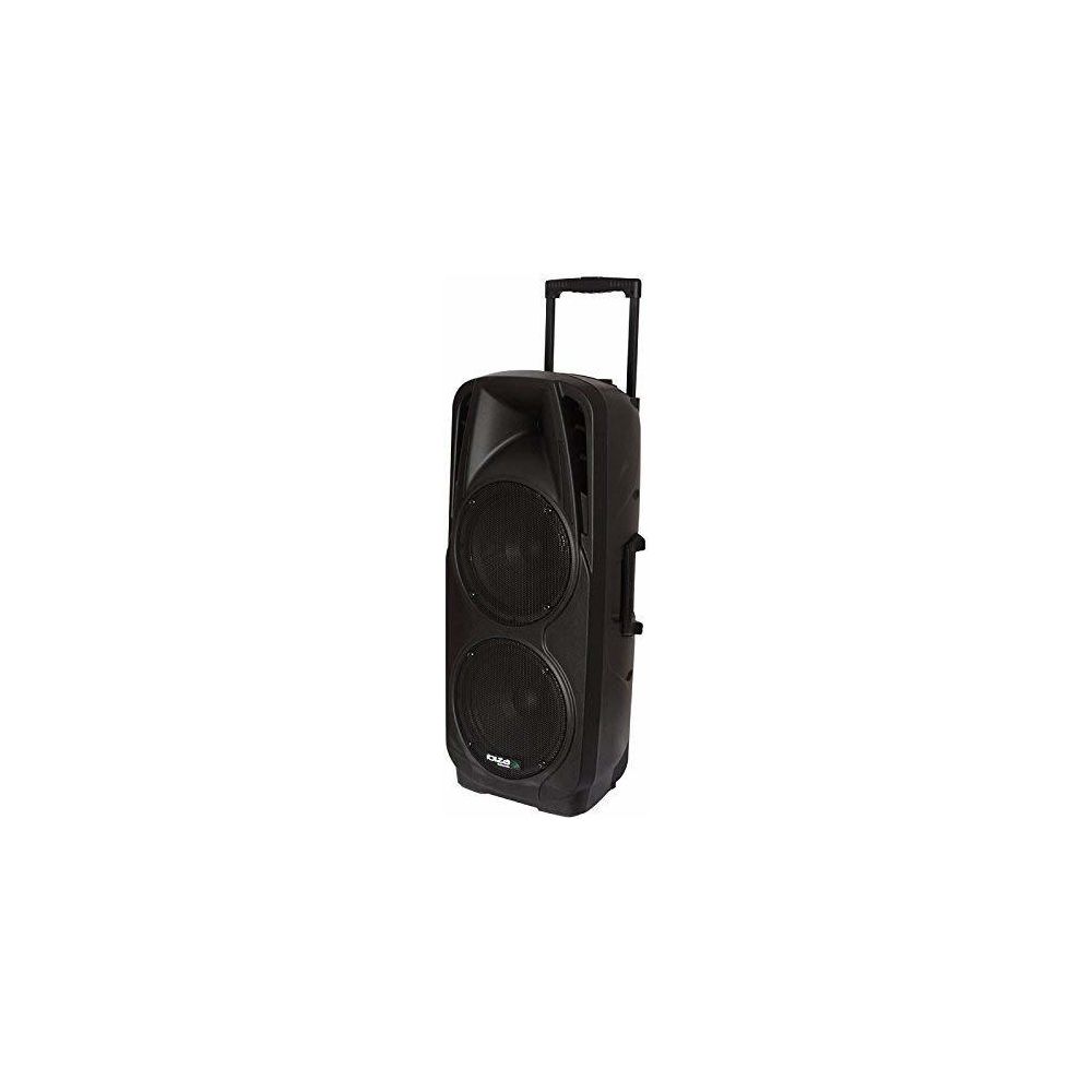 Ibiza - enceinte de sonorisation portable autonome 2 x 10"" /25cm avec fonction USB SD VOX BLUETOOTH + 2 micro VHF 600W noir - Sonorisation portable