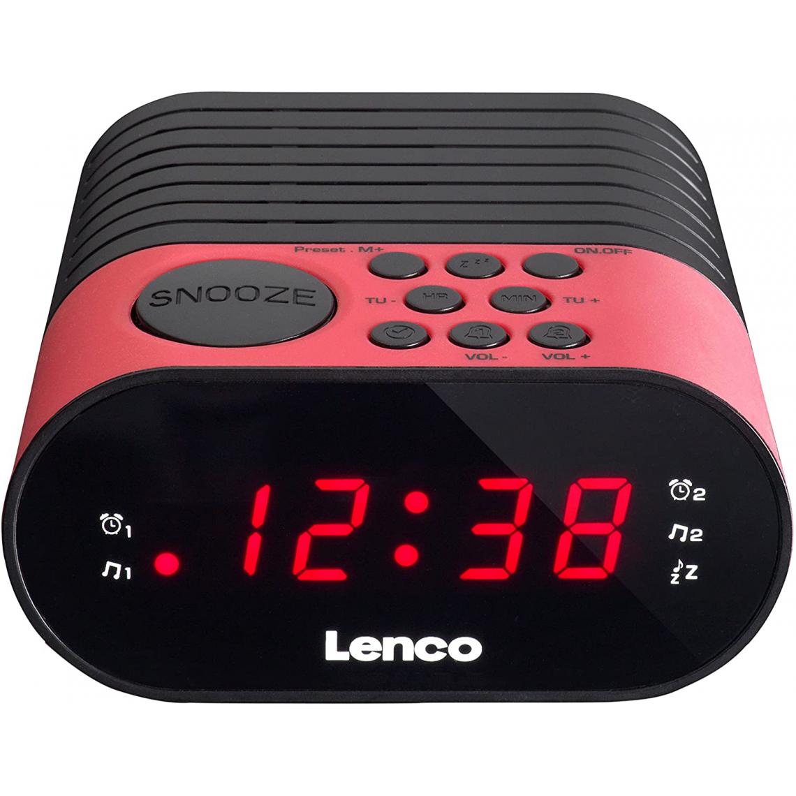 Lenco - radio réveil FM avec double alarme noir rose - Radio