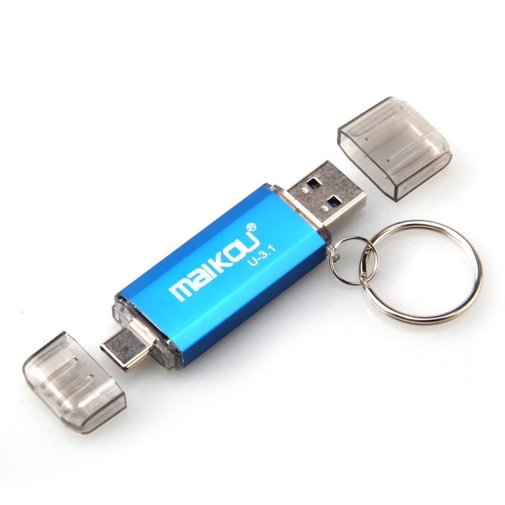 marque generique - 2 en 1 USB 3.0+ Type C Clé OTG pour lecteur Flash Memory Stick U Disk Blue 64 Go - Clés USB
