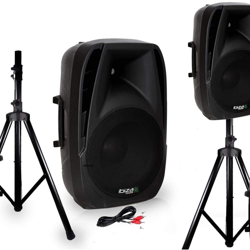 Ibiza Sound - Système Actif Amplifié 900W Paire d'enceintes Sonorisation Musiciens DJ USB Bluetooth MP3 + PIEDS - Packs sonorisation