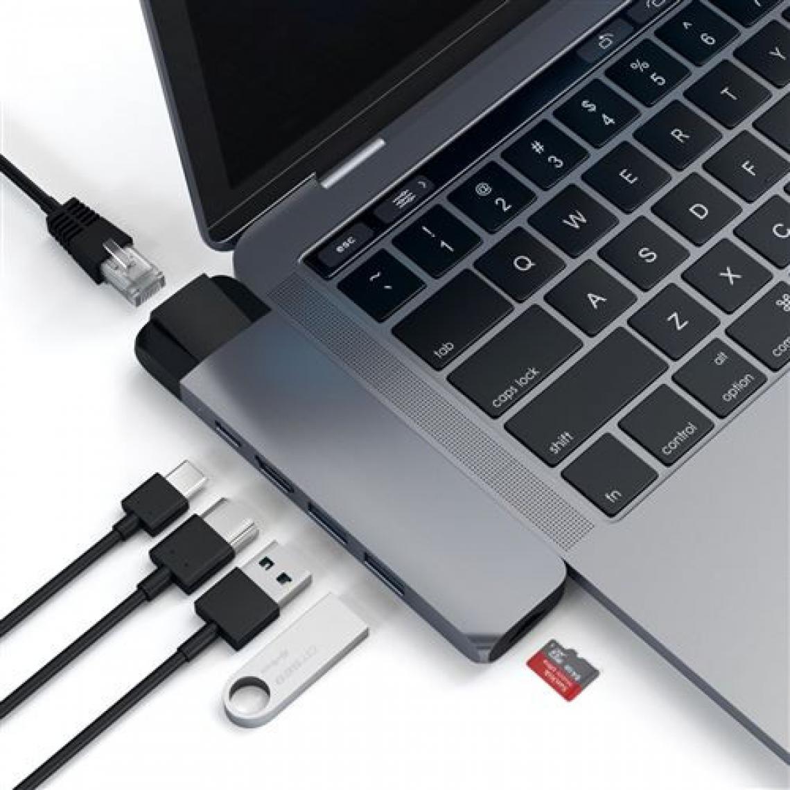 Satechi - Adaptateur Satechi Hub Pro USB Type C avec Ethernet et HDMI 4K Gris Sidéral - Hub