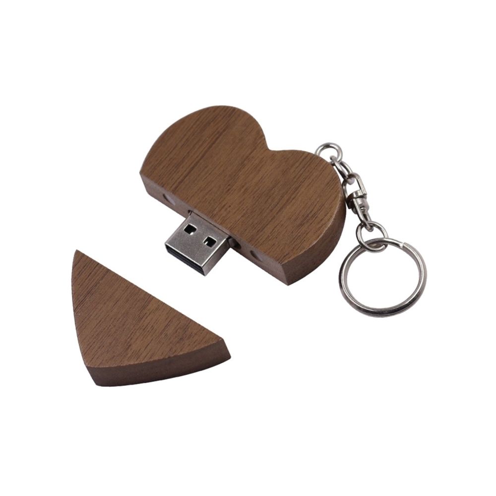Wewoo - Clé USB Couple de disques MicroDrive 128 Go USB 2.0 en bois forme de coeur U de noyer - Clés USB