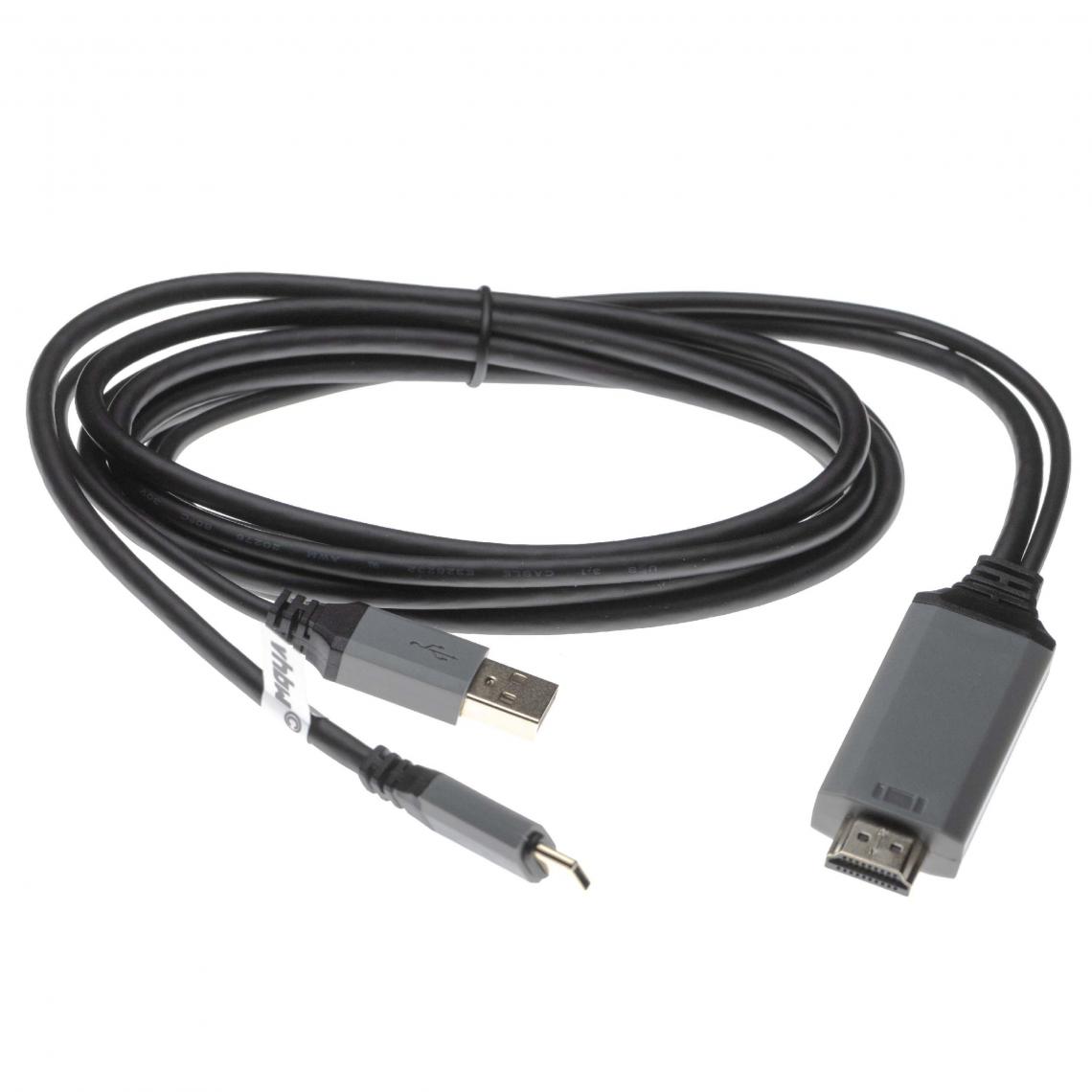 Vhbw - vhbw Câble de données 2 en 1 HDMI vers USB (câble Y USB C 3.1 + USB A 2.0 vers prise HDMI) par ex compatible avec LG G5, V300L - 2m - Alimentation modulaire