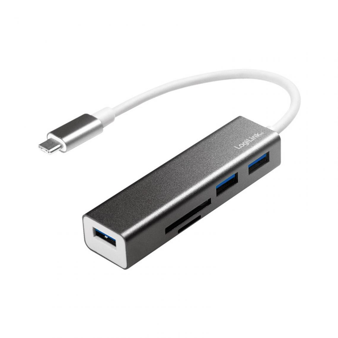 Logilink - LogiLink Lecteur de cartes + hub USB-C 3.0, 3 ports, gris () - Hub
