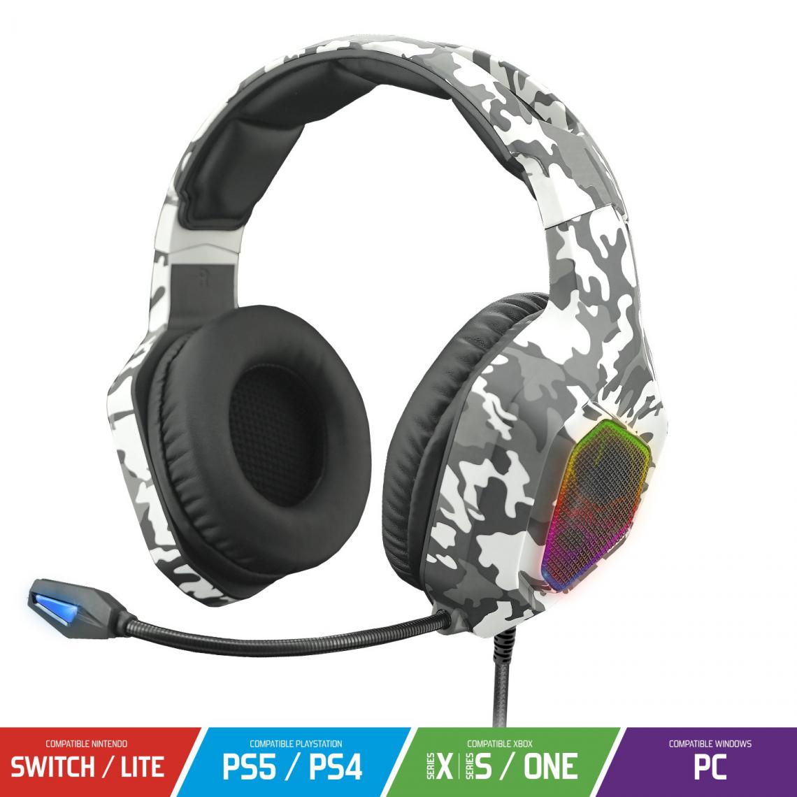 Spirit Of Gamers - Casque Spirit of gamer ELITE-H50 Artic éclairé RGB - Compatible PC / PS4 / PS5 / XBOX ONE / Xbox serie / SWITCH - Micro-Casque