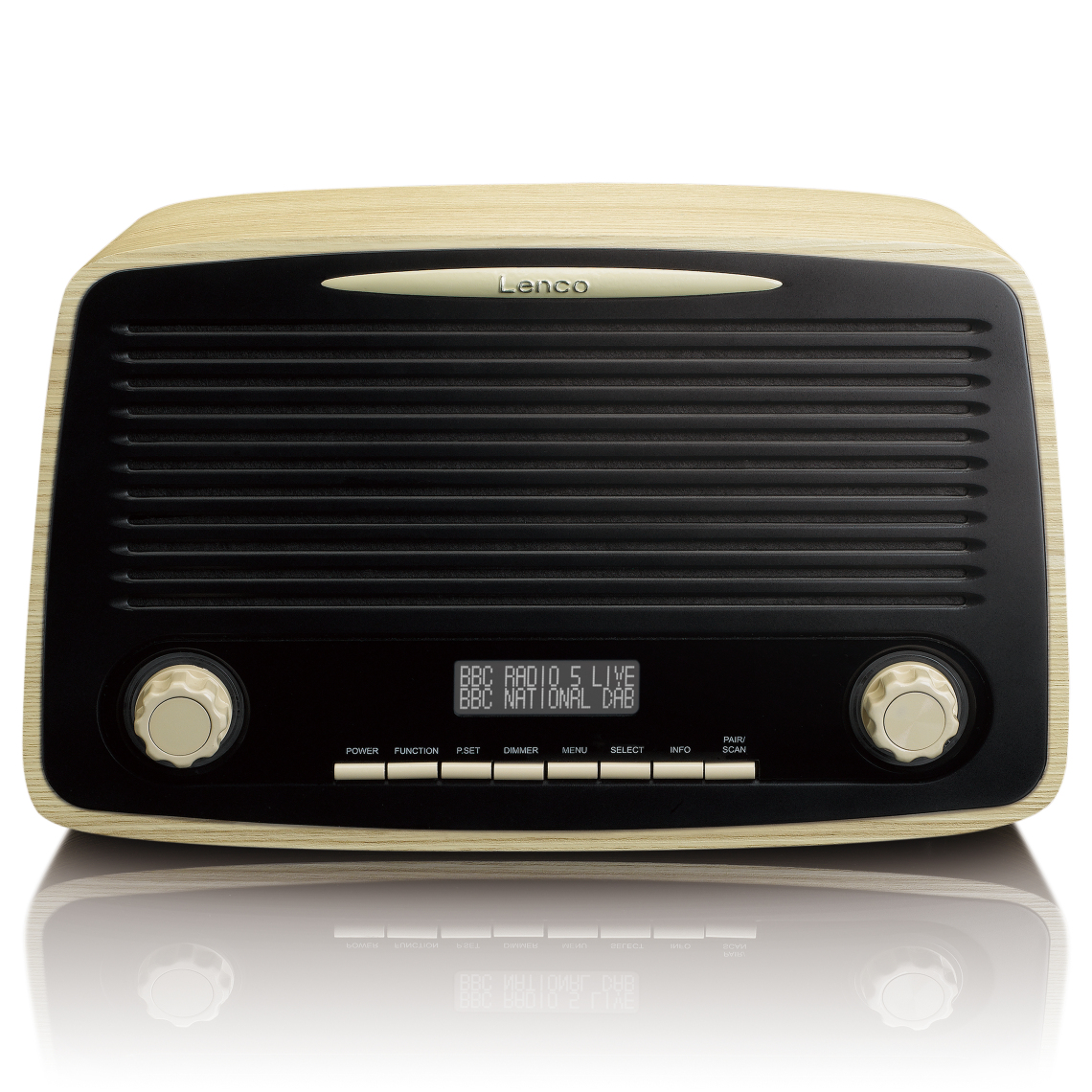 Lenco - Radio vintage DAB+/FM avec Bluetooth, entrée AUX et fonction alarme DAR-012WD Noir - Radio