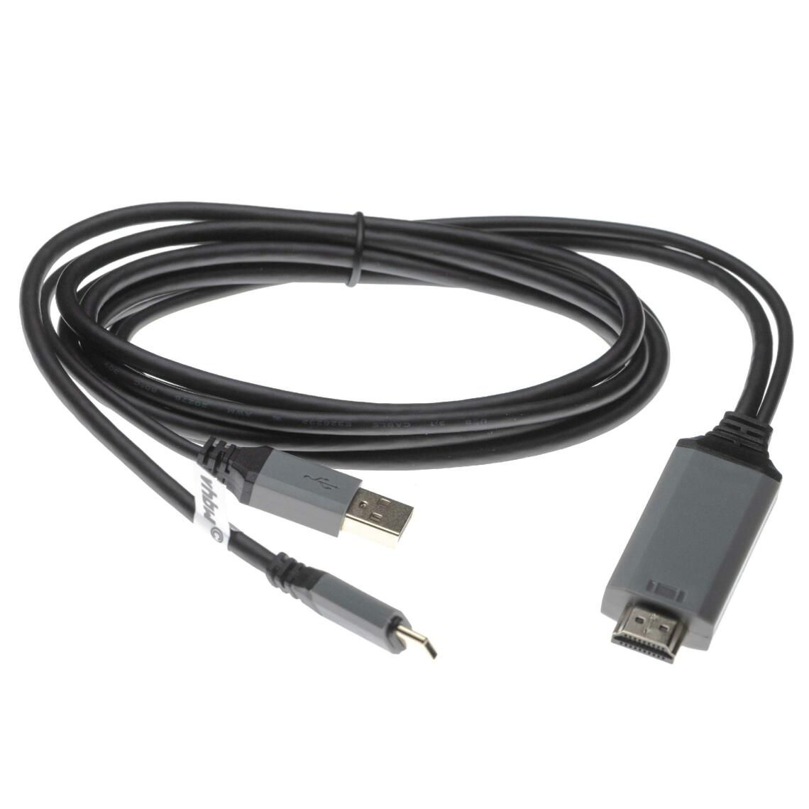 Vhbw - vhbw Câble de données 2 en 1 HDMI vers USB (câble Y USB C 3.1 + USB A 2.0 vers prise HDMI) par ex compatible avec Huawei MateBook, P20 - 2m - Alimentation modulaire