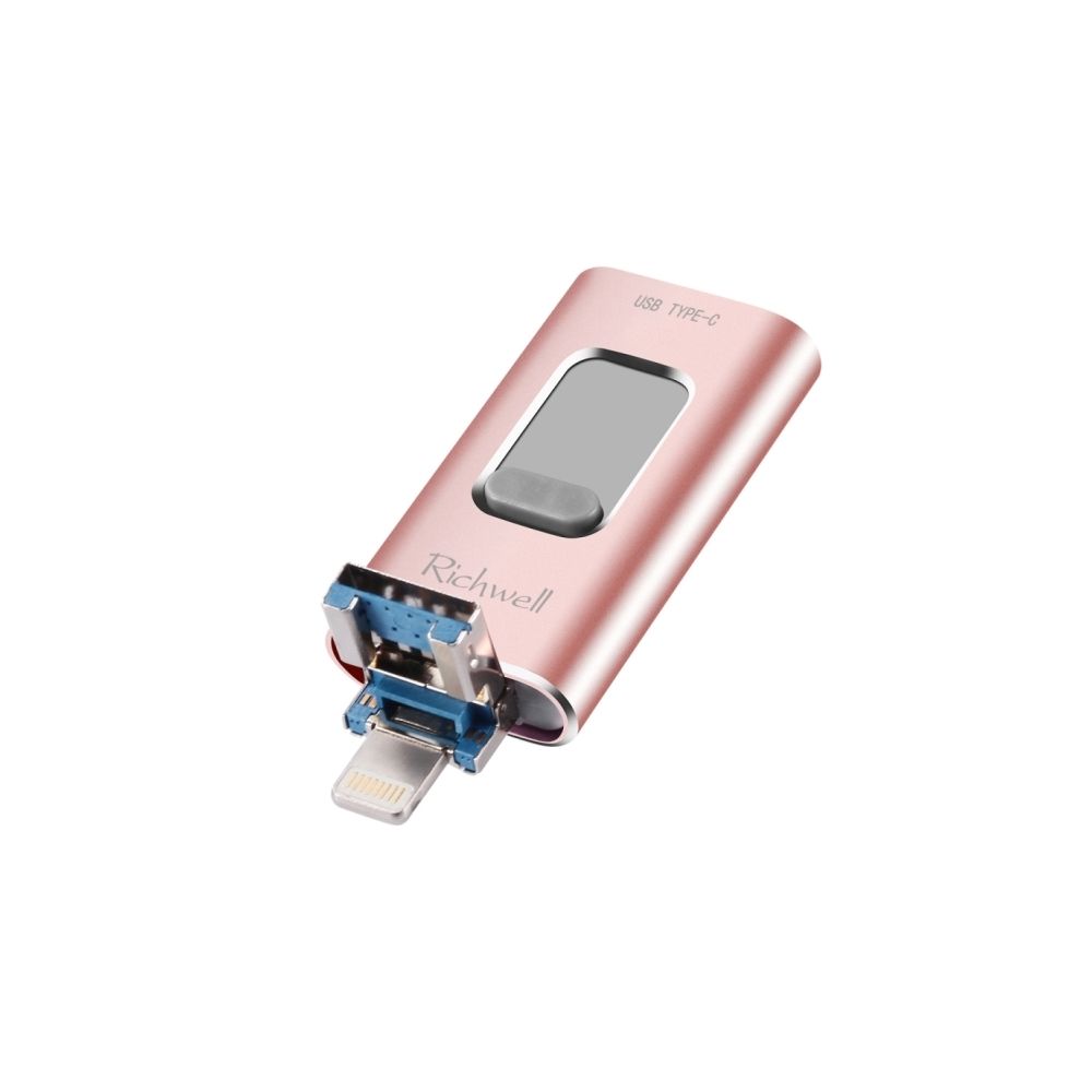 Wewoo - Clé USB iPhone iDisk 3 en 1 128G Type-C + Lightning 8 broches + USB 3.0 disque flash métal avec fonction OTG (or rose) - Clavier