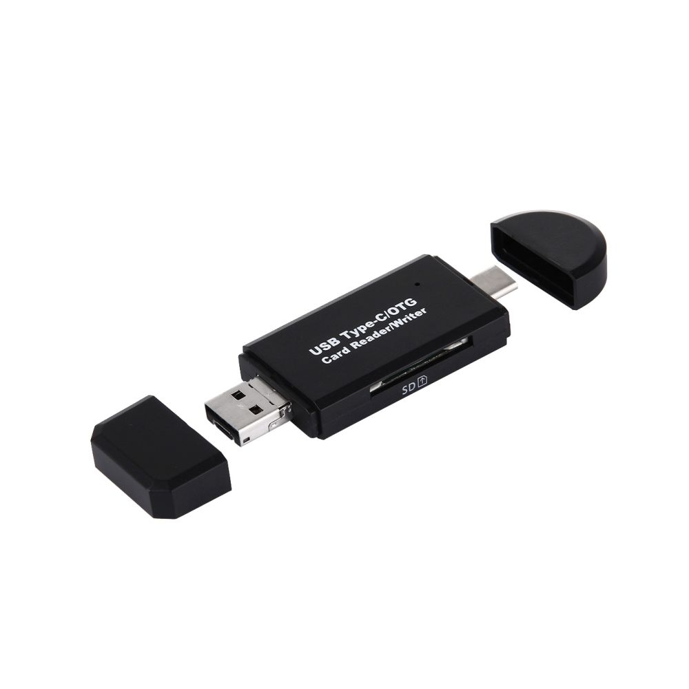 Wewoo - Pour Macbook / Google Chromebook noir / Nokia N1 / 3 en 1 USB-C / Type-C 3.1 à USB 2.0 + Micro USB + SD HC + Micro SD Lecteur de carte avec fonction OTG - Lecteur carte mémoire