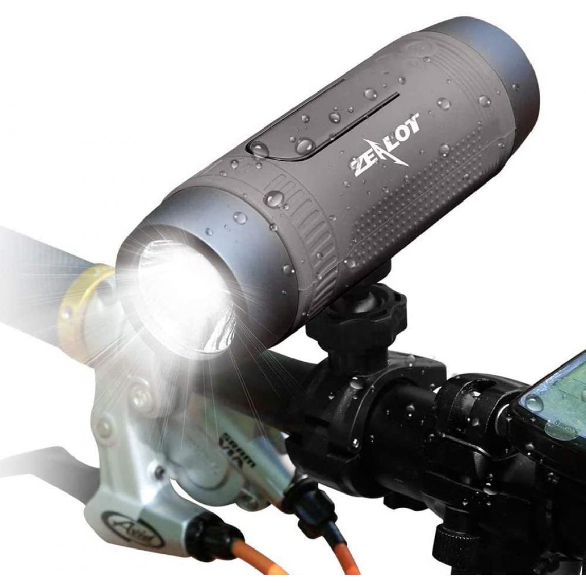 Chrono - Enceinte Bluetooth, enceinte bluetooth portable Zealot, avec lampe de poche LED, étanche, alimentation mobile, fonction vélo mains libres, voyage(Gris) - Enceintes Hifi