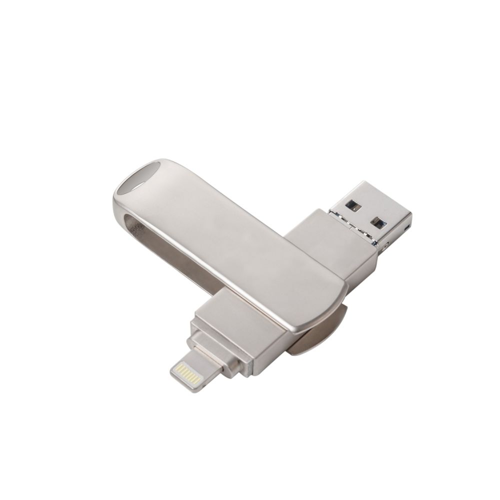 Wewoo - Clé USB iPhone iDisk 3 en 1 32G Micro USB + Lightning 8 broches + USB 3.0 disque flash rotatif métal avec fonction OTG (argent) - Clavier