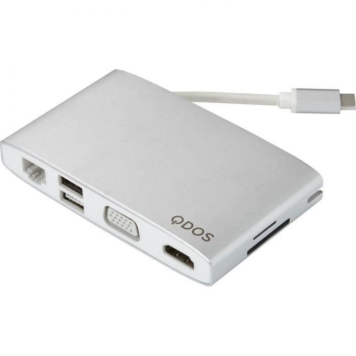 Qdos - QDOS PowerLink Grand Hub USB-C 8-en-1 - Argent - Hub