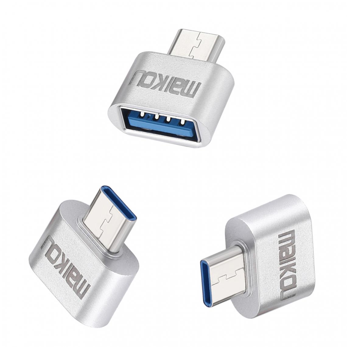 marque generique - 3x Adaptateurs USB Type-C à USB 3.0 Pour MacBook Et Autres Périphériques De Type C - Argent - Hub