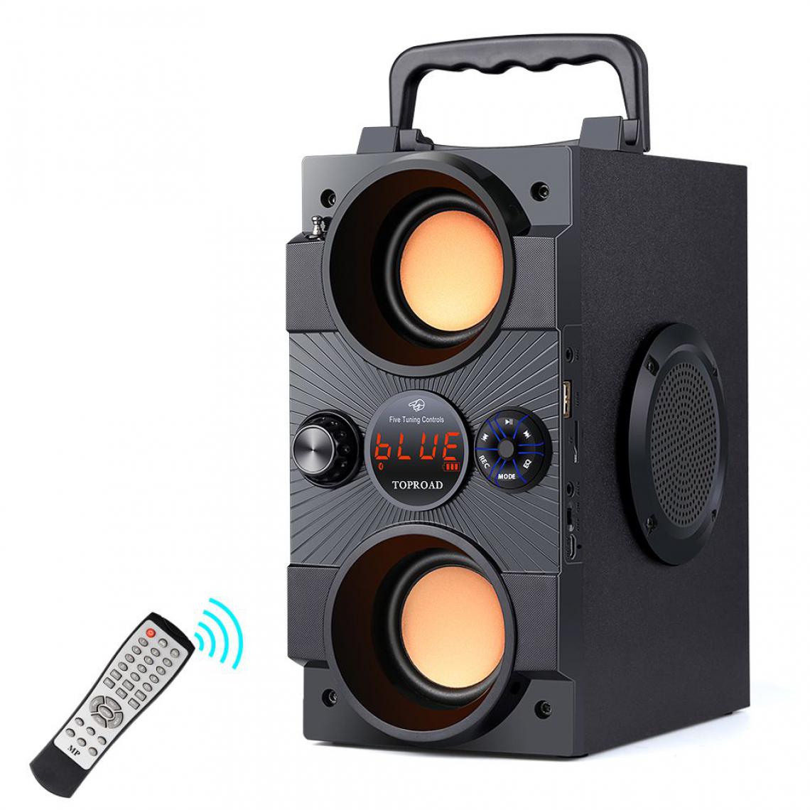 Generic - Haut-parleur Bluetooth Portable TOPROAD , sans fil  avec caisson de basses et FM micro AUX USB ,Compatible avec Android, iPhone et Ordinateurs Portable  22.5 * 18.5 * 11.5 cm - Noir  - Enceinte PC