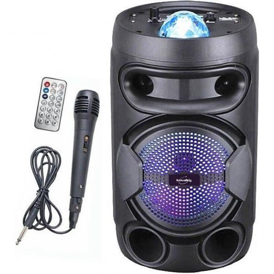 Inovalley - INOVALLEY KA02 BOWL- Enceinte lumineuse Bluetooth 400W - Fonction Karaoke - Boule kaleidoscope LED multicolore - Port USB, Micro - Enceintes Hifi