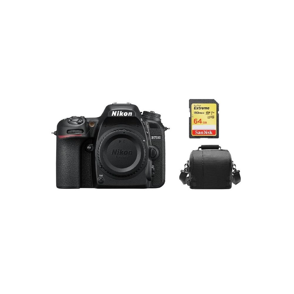 Nikon - NIKON D7500 Body + 64GB SD card + camera Bag - Reflex Grand Public