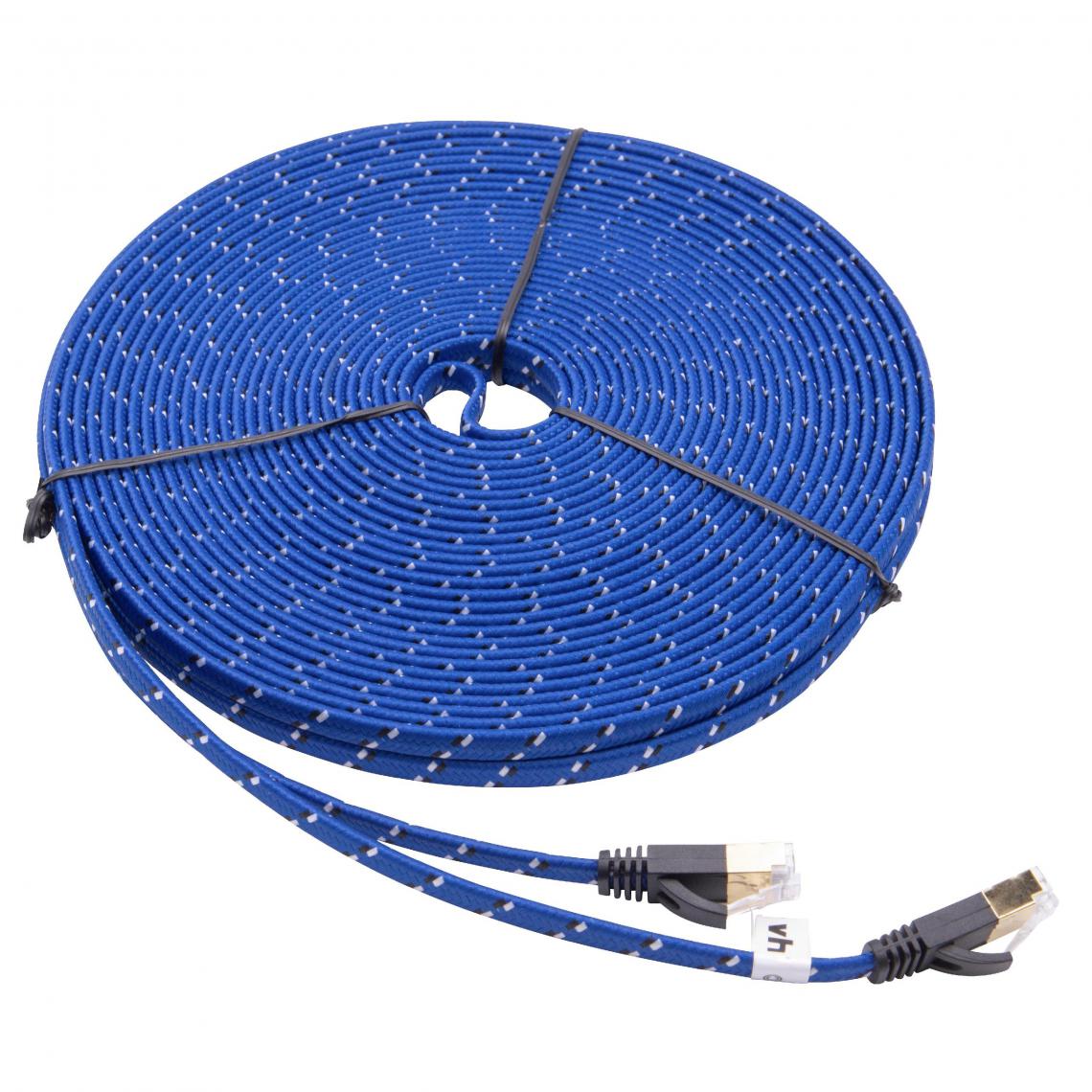 Vhbw - vhbw câble de réseau câble LAN Cat7 20m bleu câble plat - Accessoires alimentation