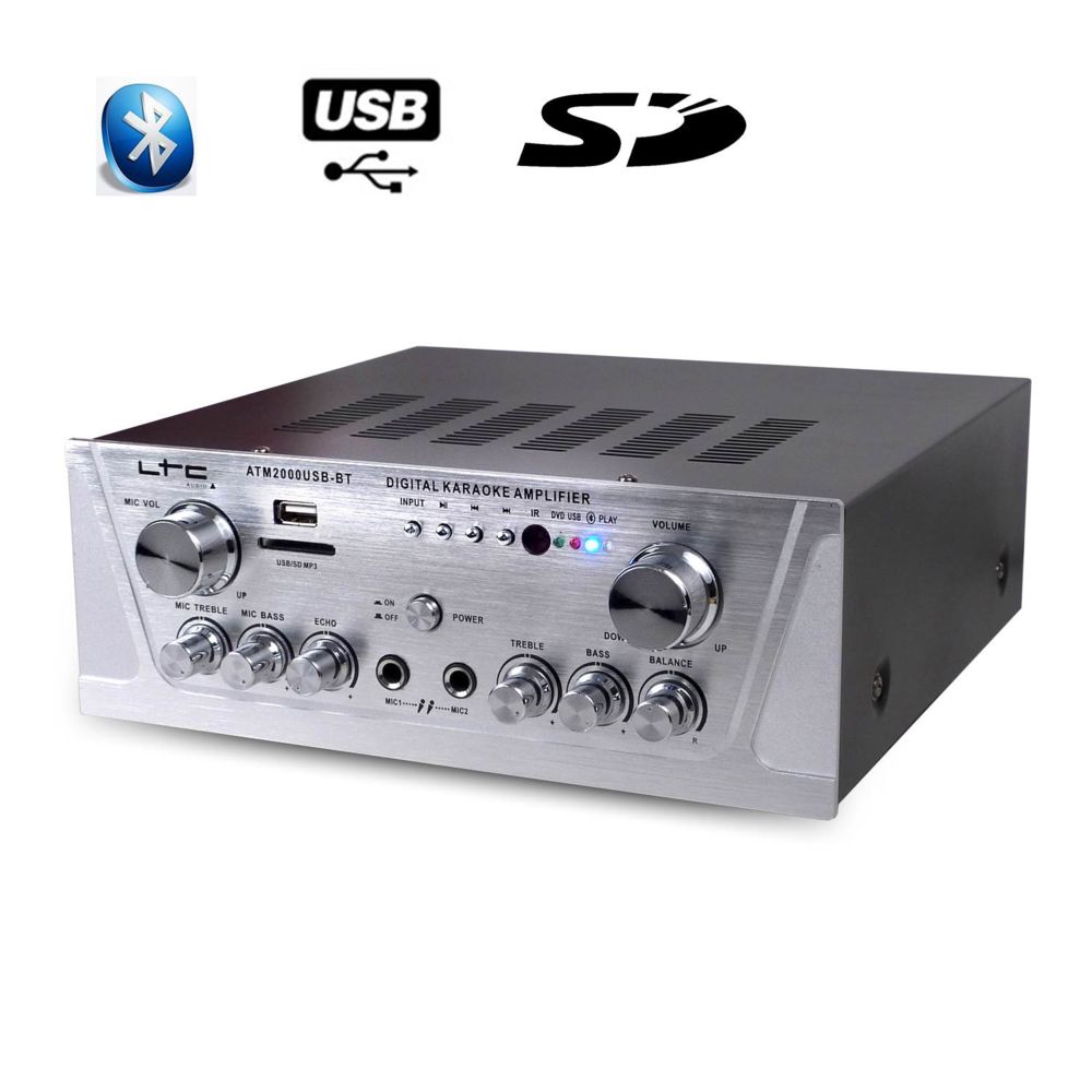 Ltc Audio - Amplificateur stéréo LTC 2X50W avec KARAOKE, USB/MP3/SD/BLUETOOTH - Ampli