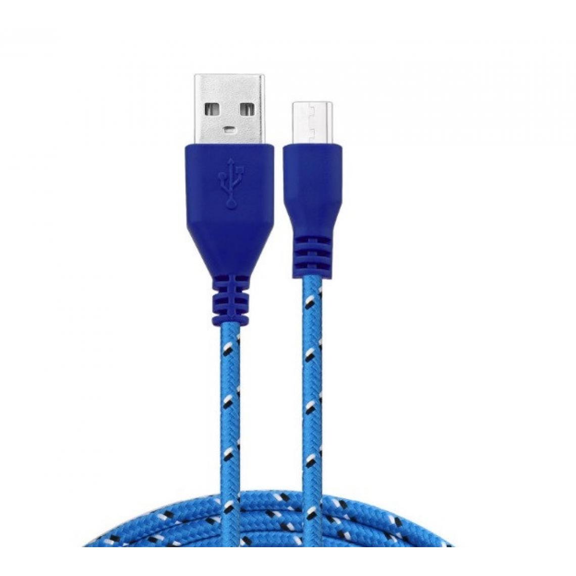 Shot - Cable Tresse 1m Micro USB pour Manette Xbox One Smartphone Android Chargeur USB Lacet Fil Nylon (BLEU) - Joystick