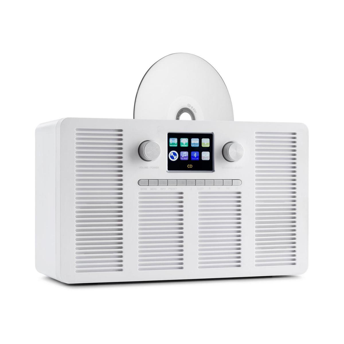 Auna - auna Vertico - Radio Internet avec lecteur CD , tuner IR / DAB + / FM , écran HCC 2,4 " - Blanc - Radio