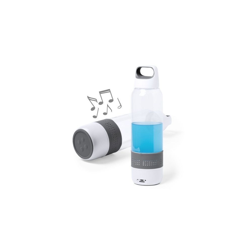 Totalcadeau - Gourde avec Haut-parleur Intégré Bluetooth 3W (500 ml) - Bouteille Couleur - Gris - Barre de son