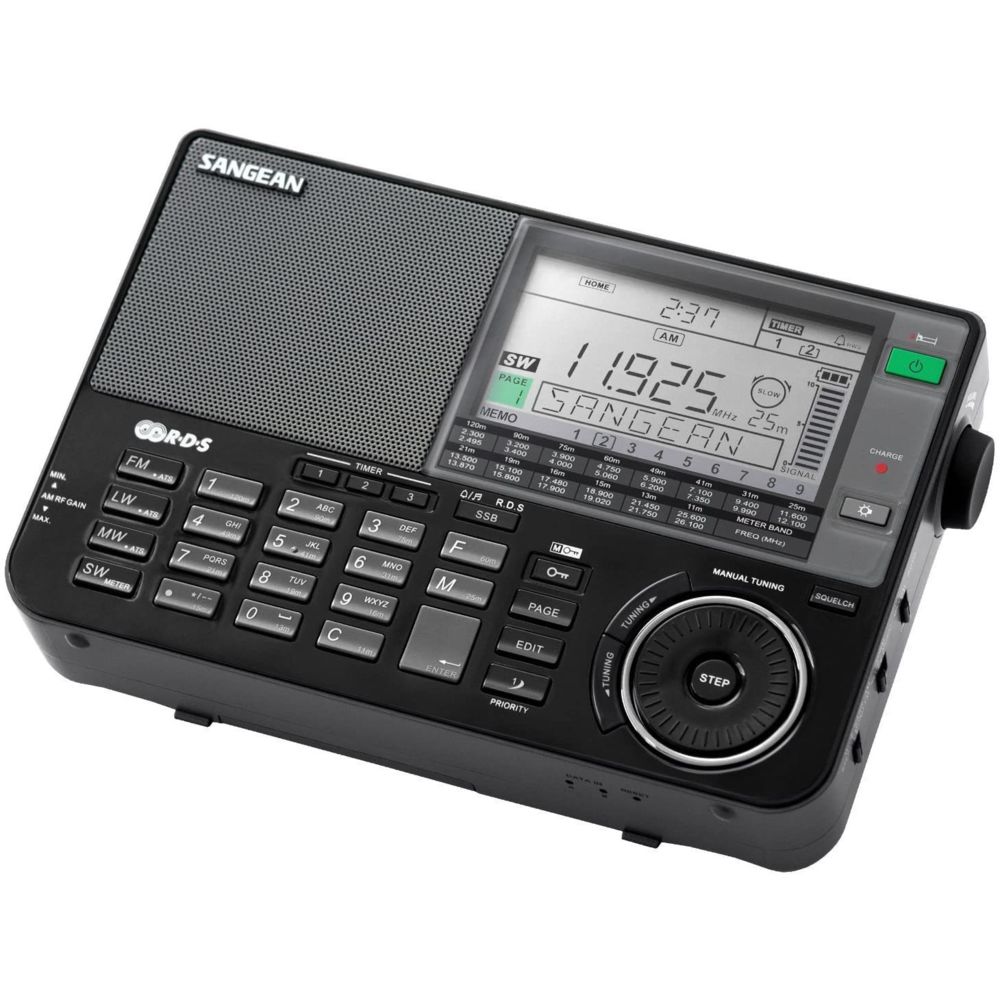 Sangean - Radio-réveil portable avec grand écran LCD et 406 stations préprogrammées FM noir - Radio